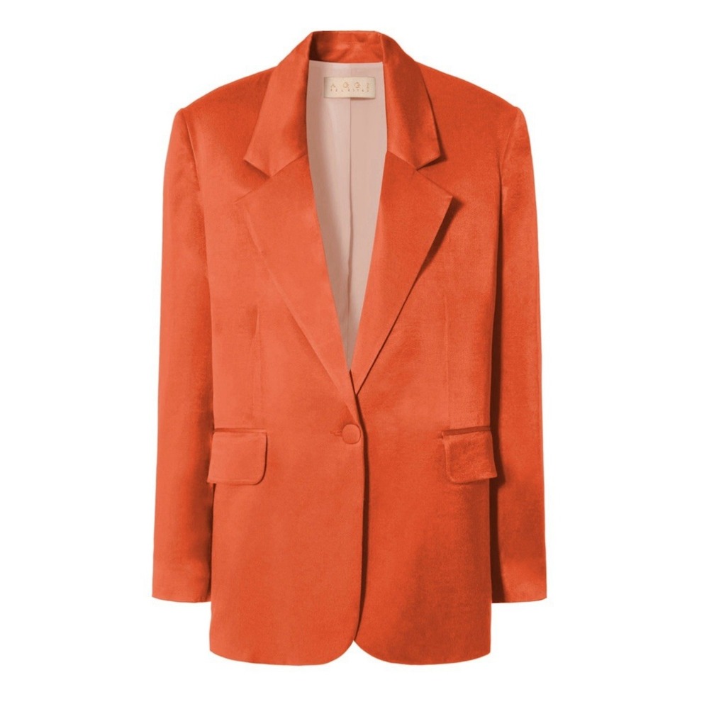 AGGI Bellamy Satin Nasturtium Blazer in Orange silk womens sizs medium New W/Tag - Picture 4 of 8
